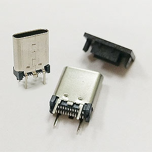  USB C(F) 直立 SMT L=10.5MM 外殼腳長 2.65MM 有柱